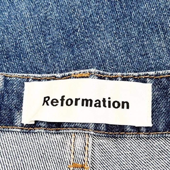 Reformation Louise High Rise Button Fly Medium Wash Wide Leg Ankle Jeans - Picture 3 of 4